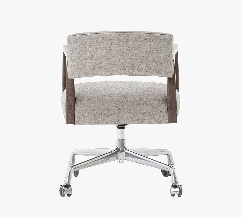 Belden Upholstered Ives White Gray Swivel Desk Chair