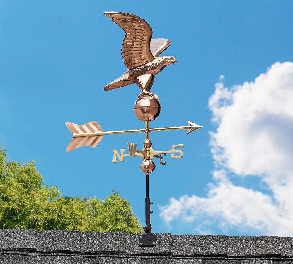 American Eagle Polished Copper Garden Weathervane with Pole
