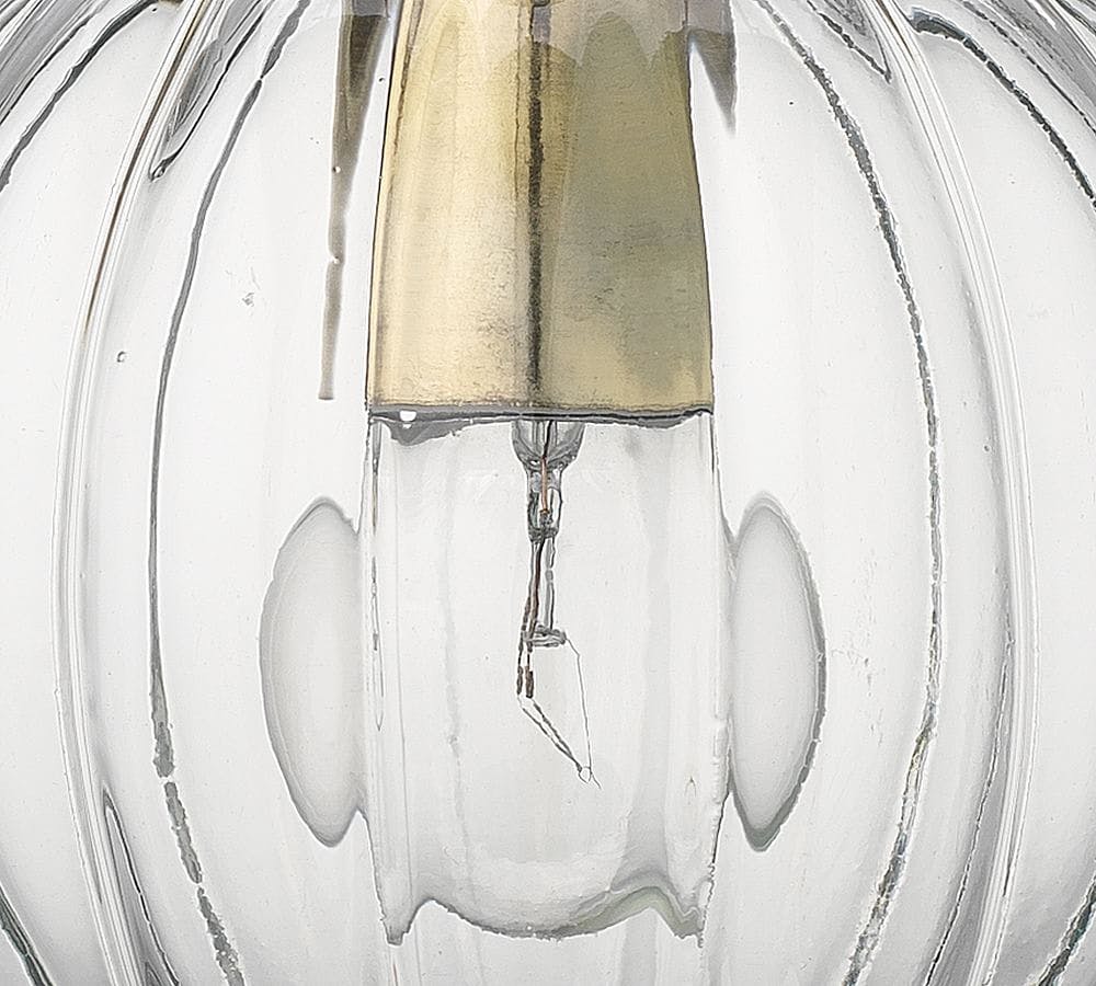 Latham Ribbed Glass Antique Brass Pendant Light