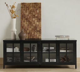 Maverick Media Console with Glass Cabinets