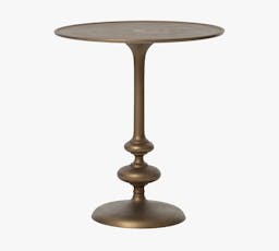 Lupe Industrial Loft Brass Aluminum Matchstick Pedestal Round Side End Table