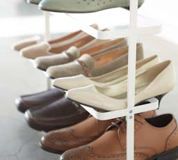 Yamazaki Home Shoe Rack, Wide, Short, Steel, Short, Holds 6 to 9 shoes, Handles