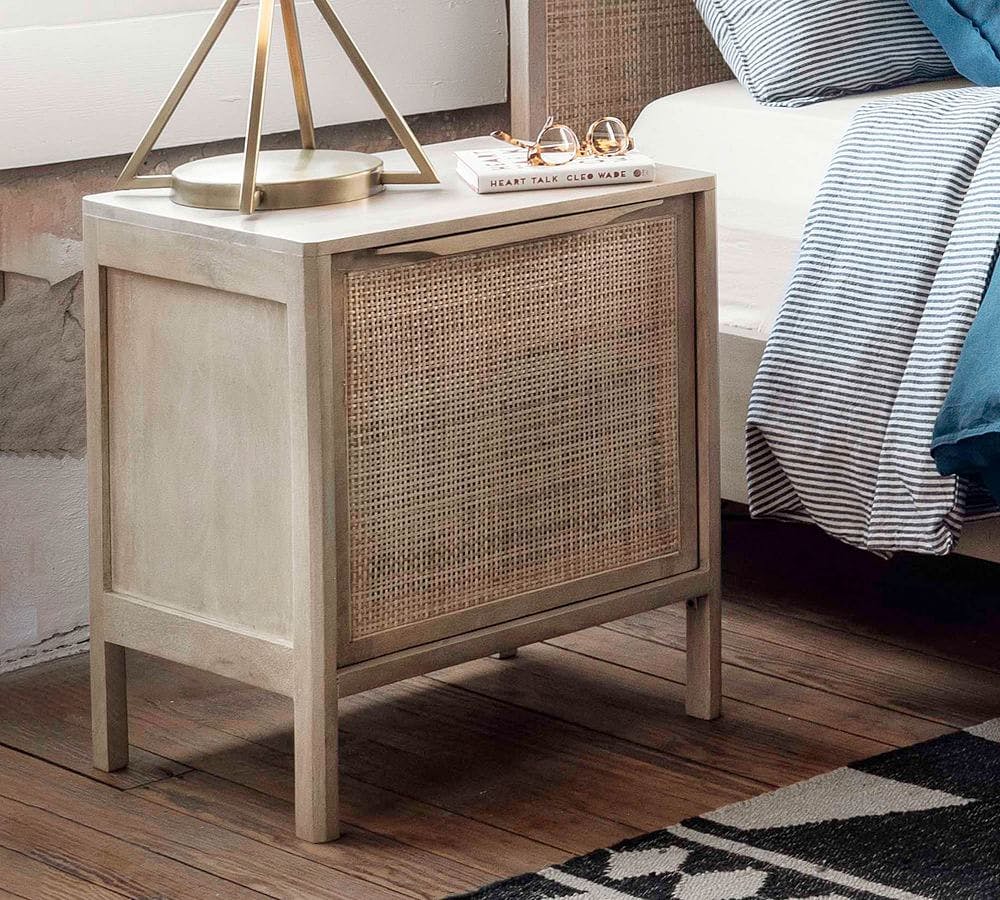 Hannah Natural Right-Side Woven Cane Nightstand