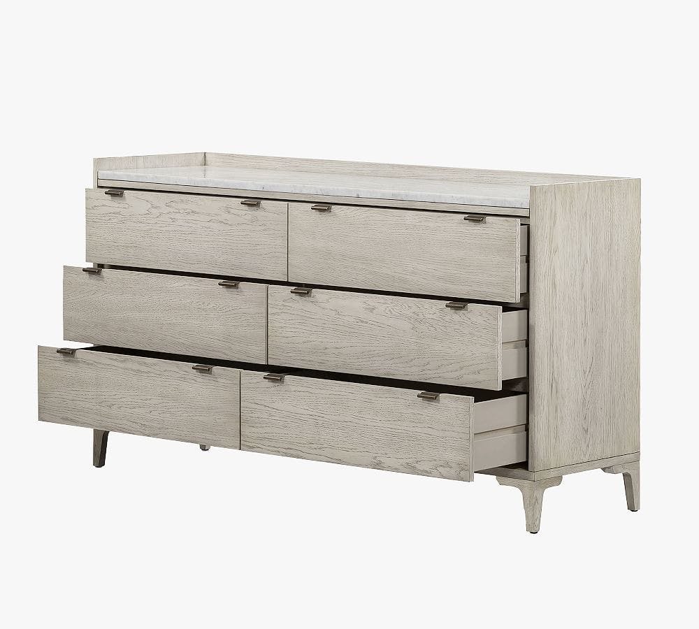 Geary Marble Top 6-Drawer Dresser