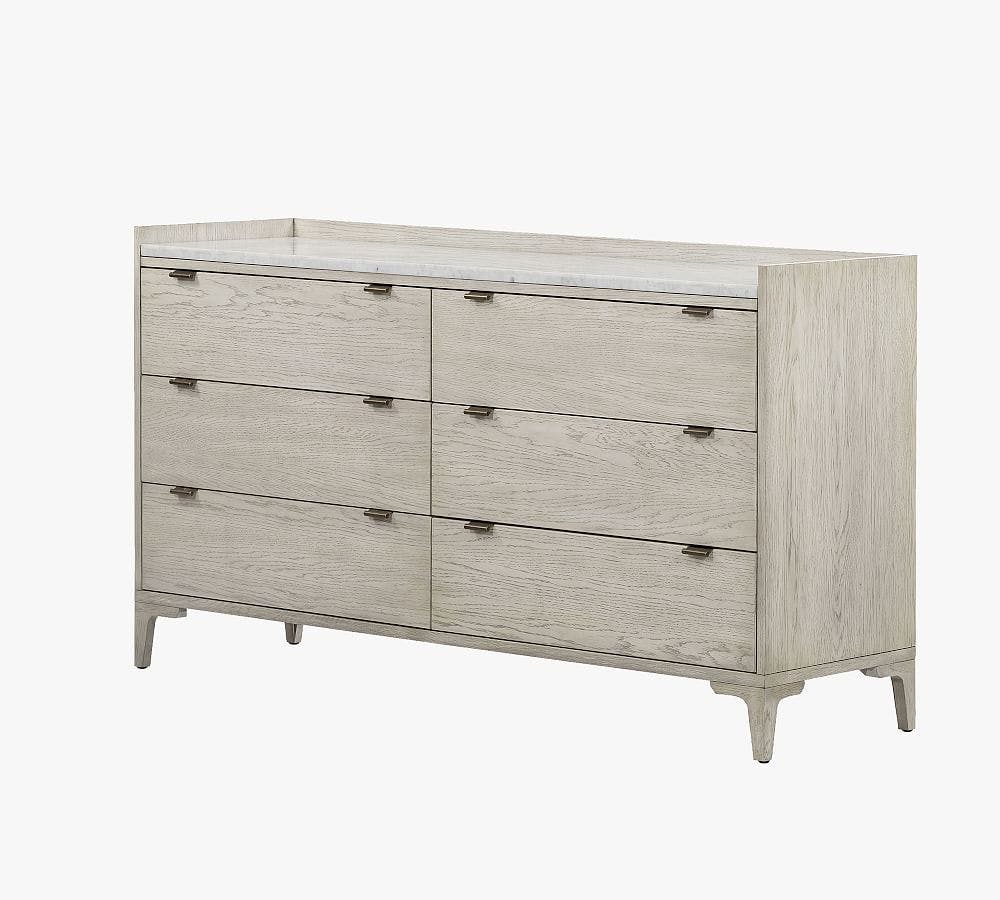 Geary Marble Top 6-Drawer Dresser