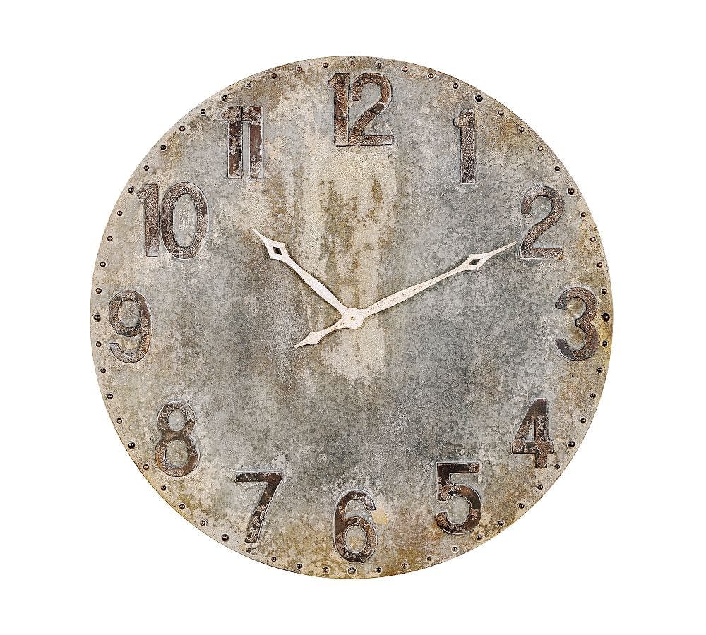 Oversized Distressed Steel Wall Clock