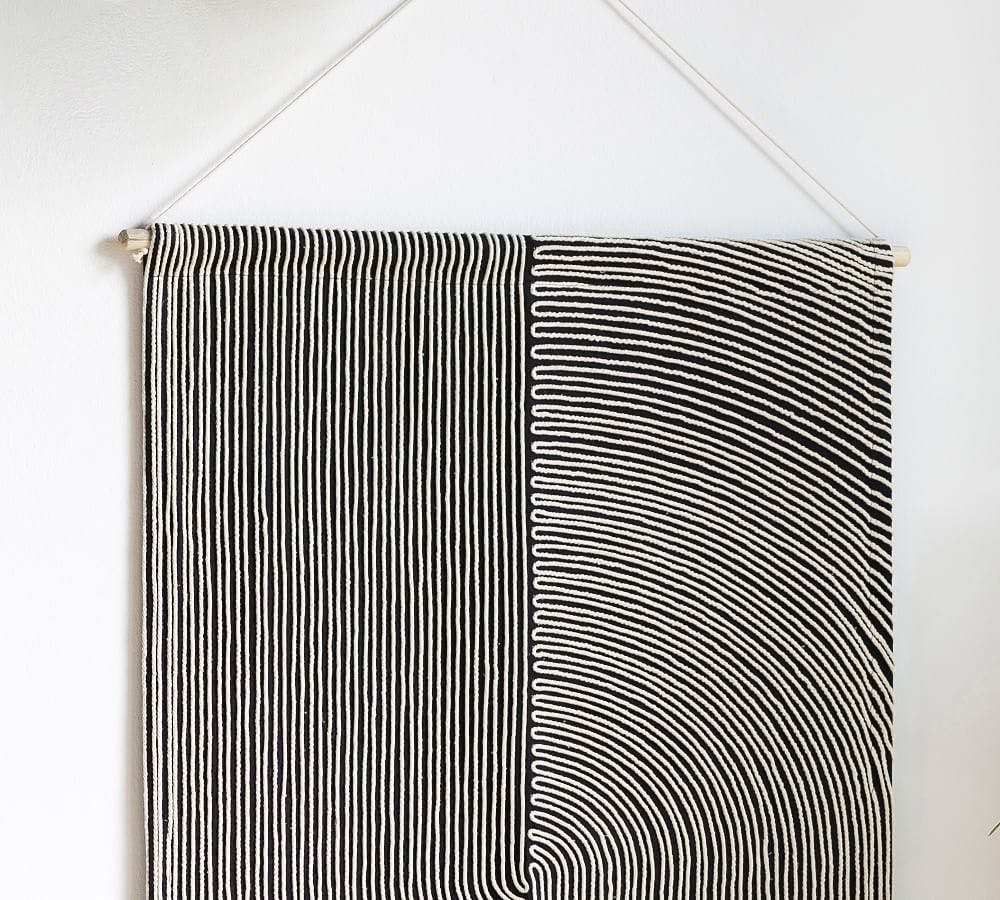 Gemma 36"x24" Charcoal and Black Handwoven Wall Hanging