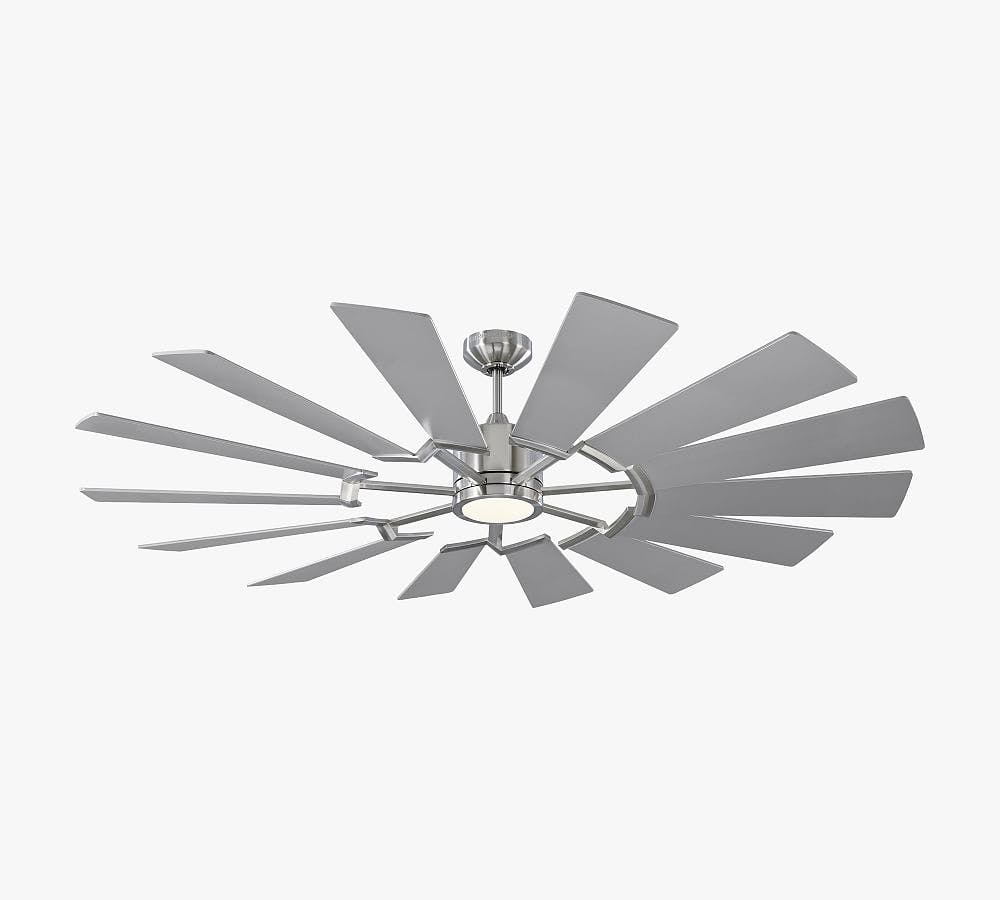 Calix 62" Brushed Steel Windmill Ceiling Fan with LED Light
