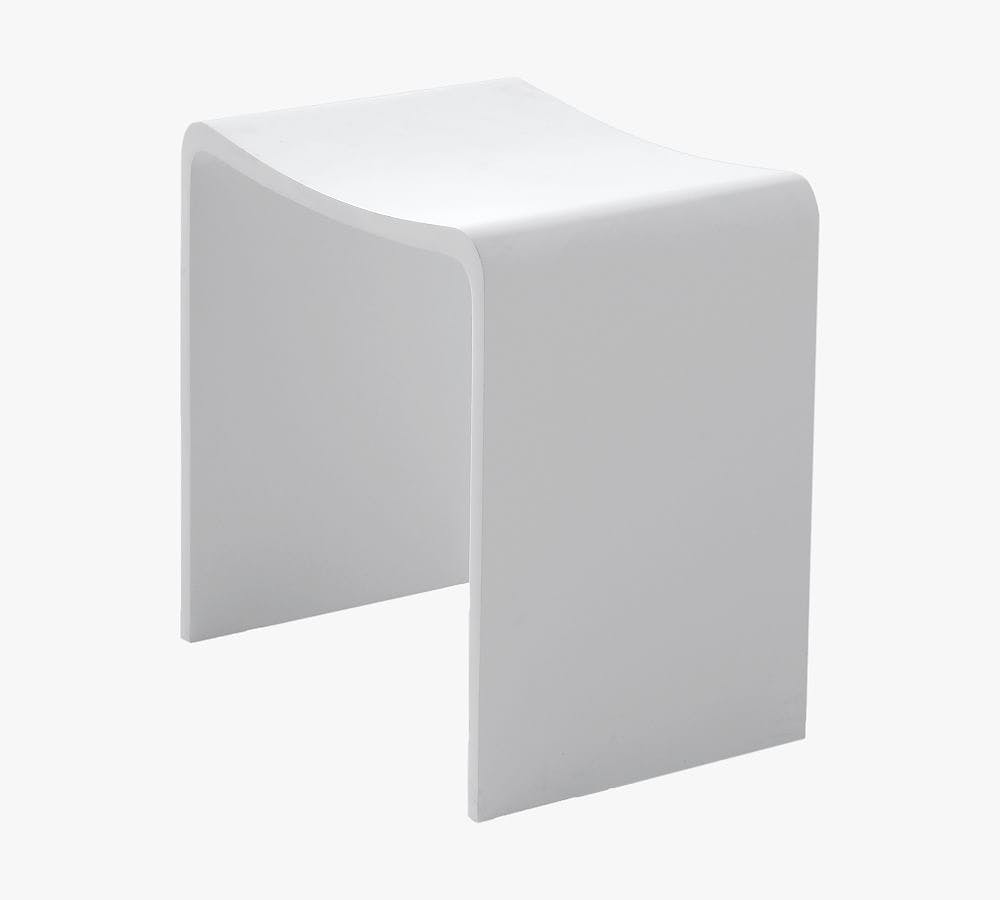 Elvan Matte White Acrylic Modern Shower Stool
