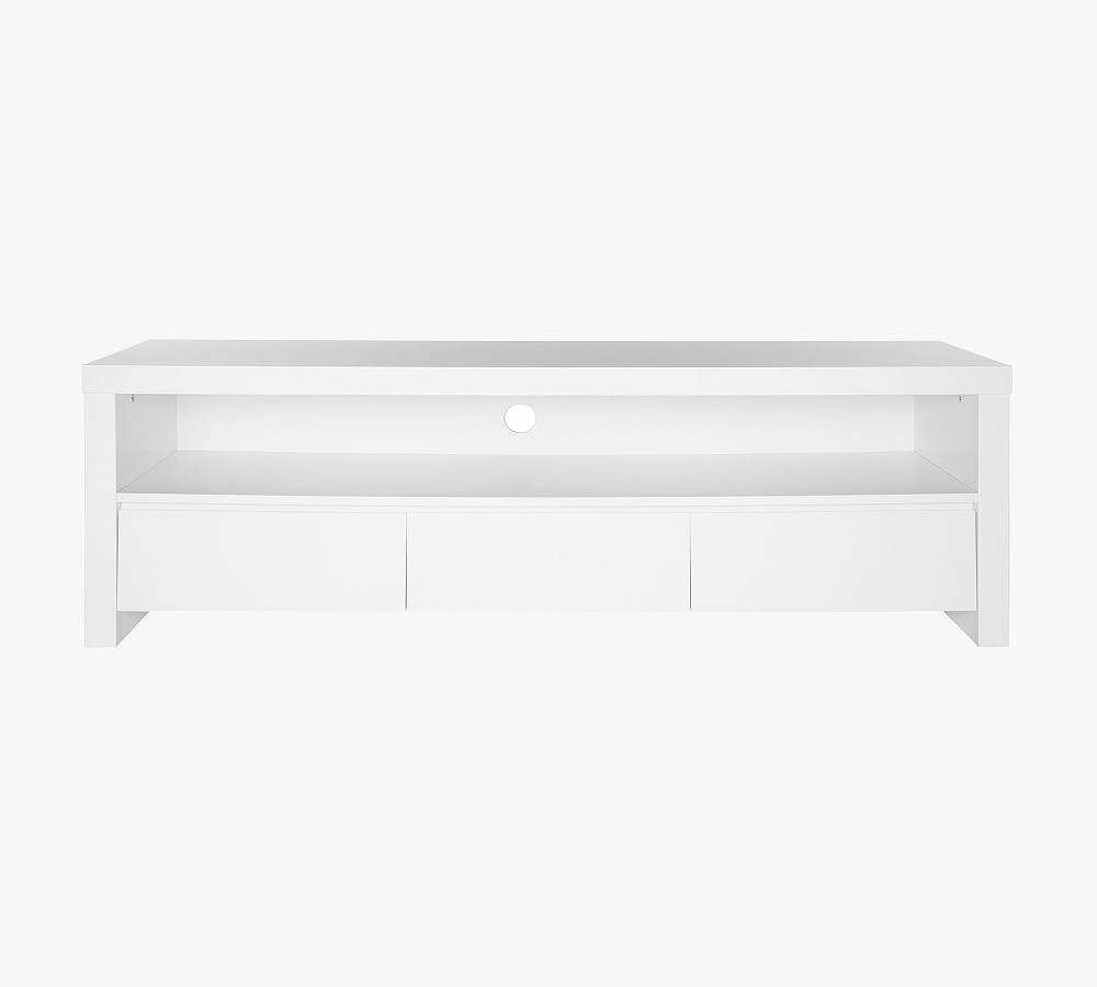 Arcadia Matte White Media Console with Cabinet and Shelf