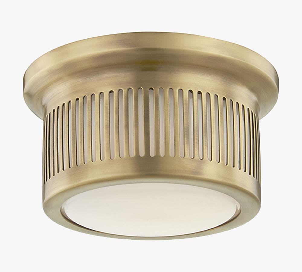 Solomita Aged Brass 1-Light LED Flush Mount with Opal Glass
