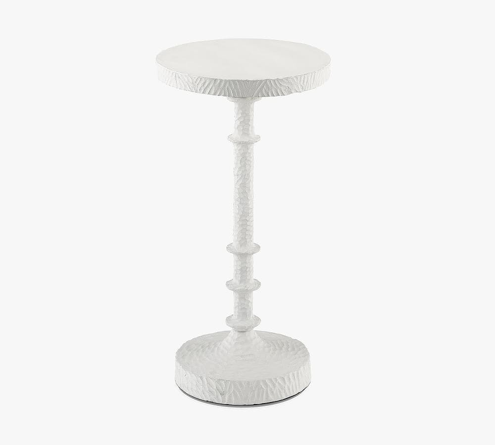 Marian Round Gesso White Metal Drinks Table