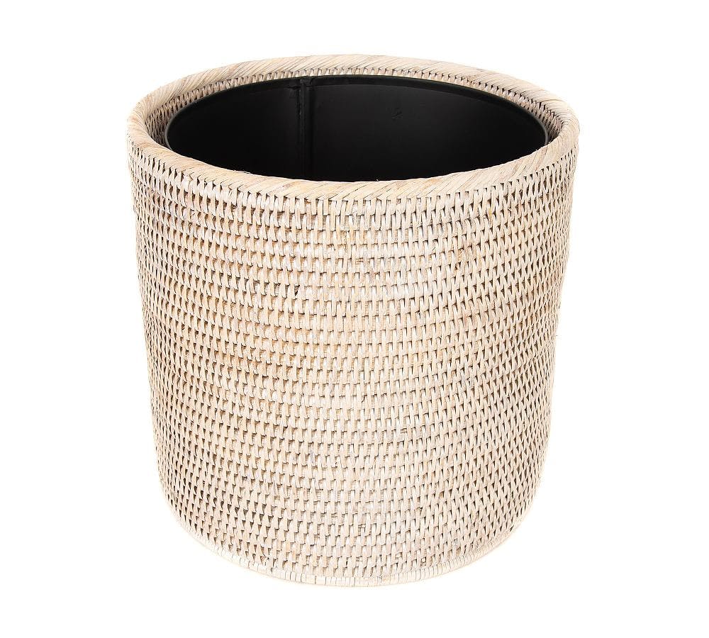 Tava Off-White Handwoven Rattan Tapered Waste Basket