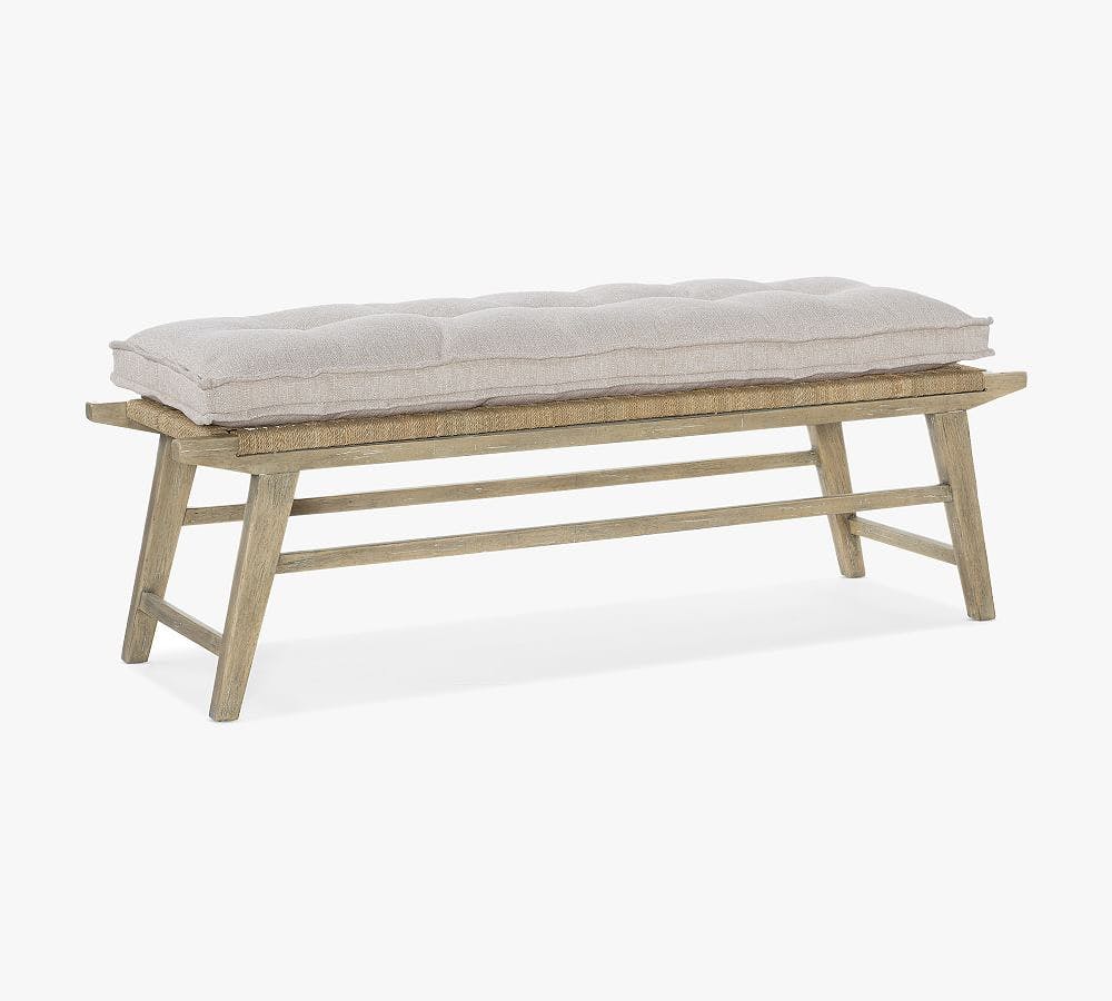 Transitional Beige Performance Fabric Bed Bench