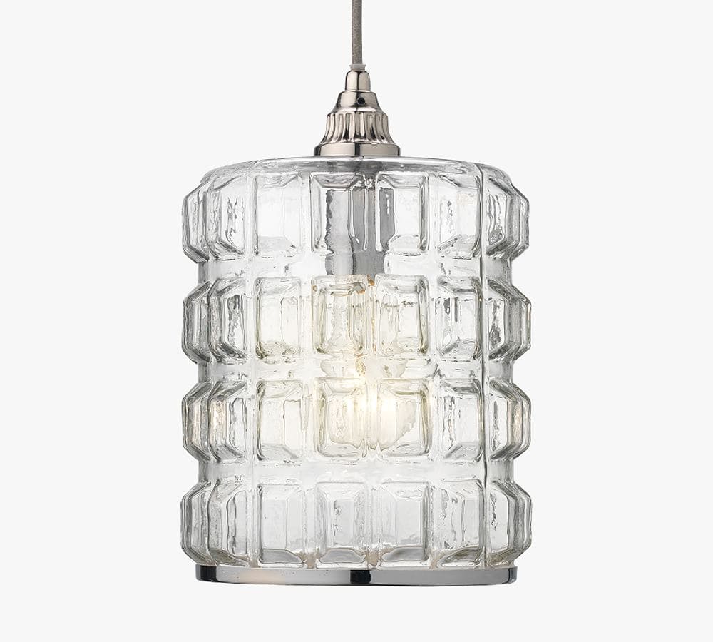 Madison Nickel and Clear Textured Glass Pendant