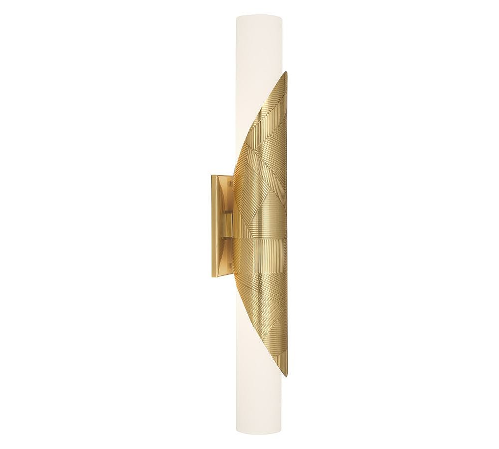 Deane Modern Brass 16.5" Dimmable Cylinder Sconce with Frosted Glass