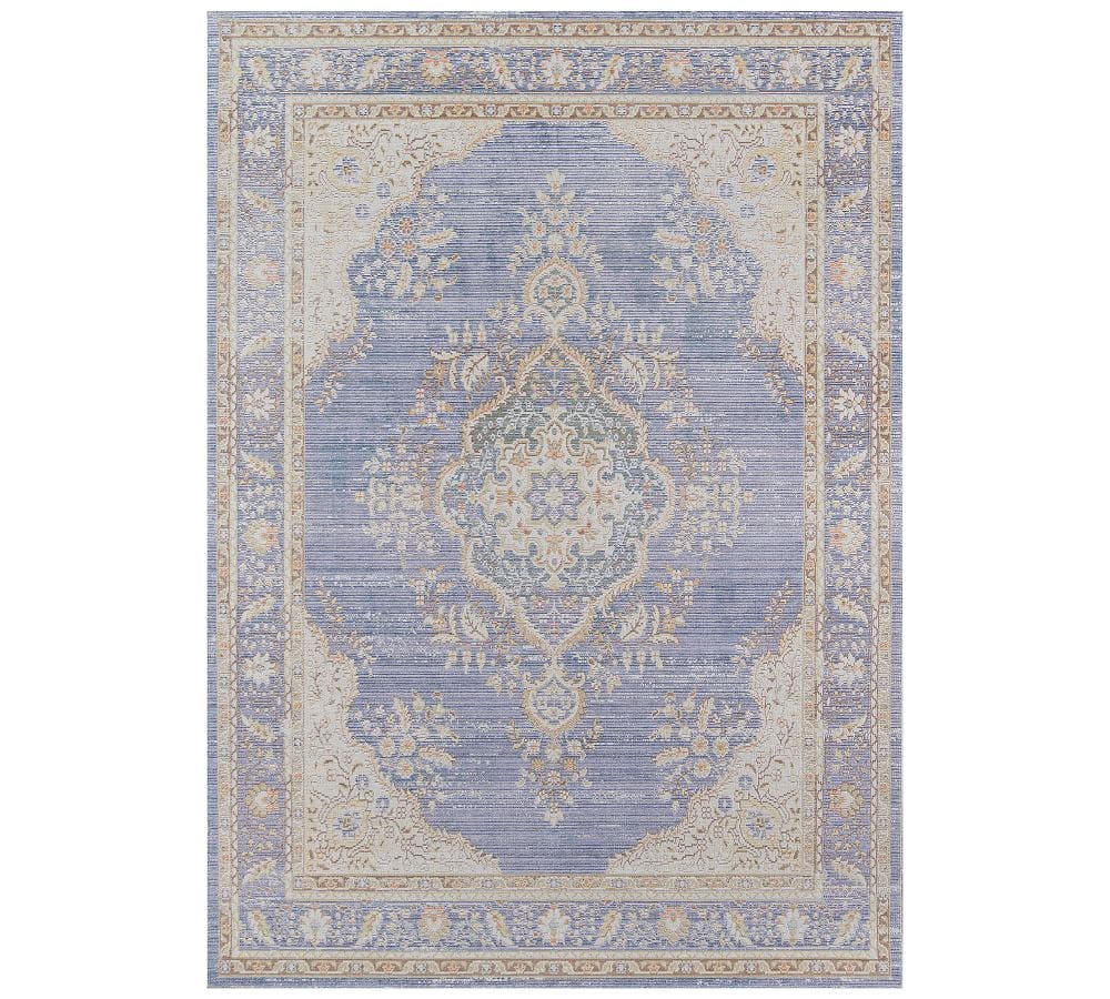 Periwinkle Medallion Flat Woven Synthetic Rug 7'10" x 10'6"