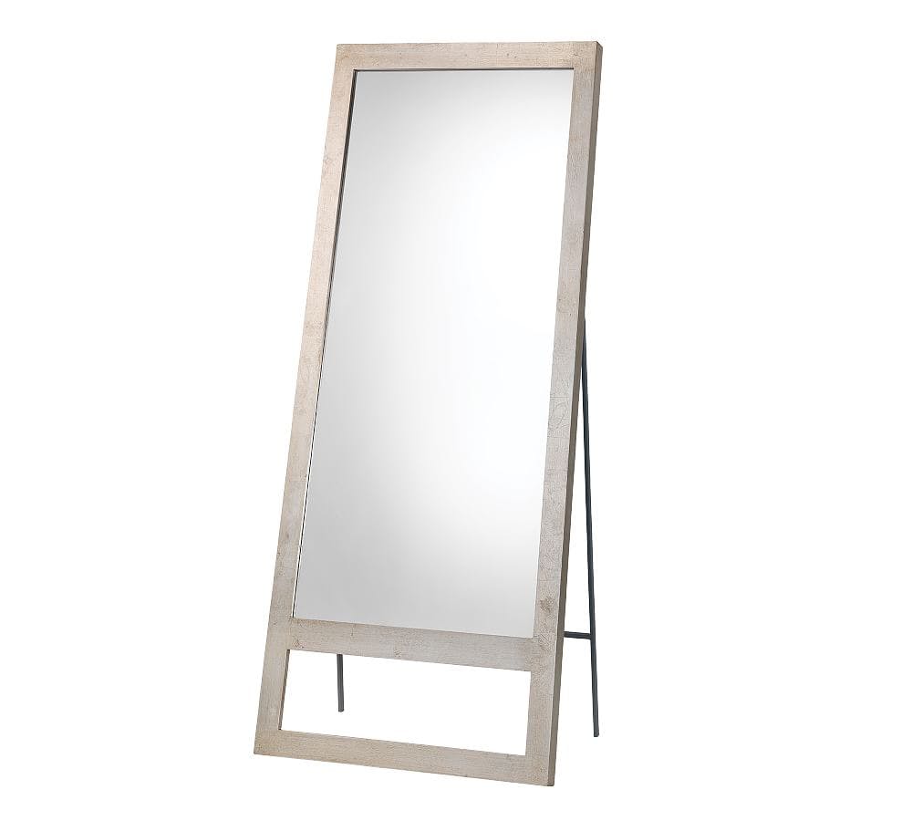 Austere Full-Length Grey Washed Wood Leaning Floor Mirror