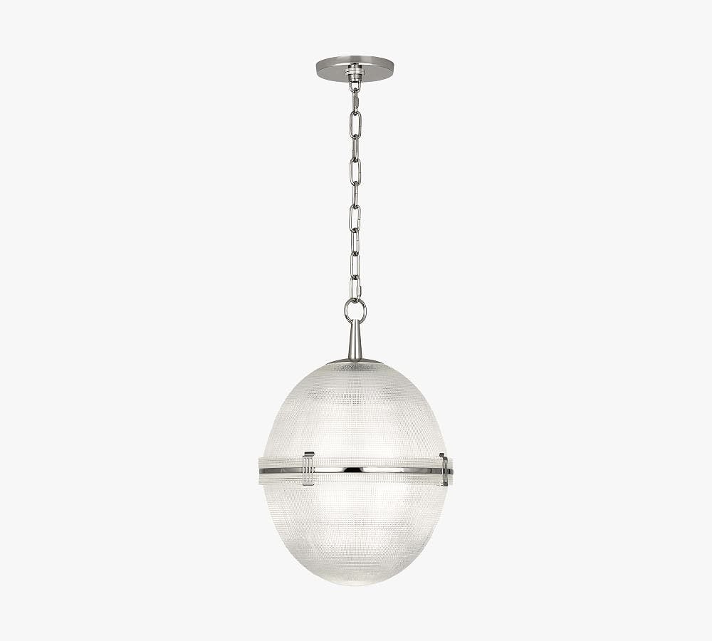 Dawn Polished Nickel Globe Pendant with Textured Glass Shade