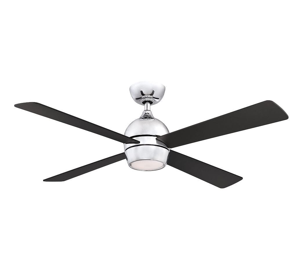 Sleek Chrome 52" Ceiling Fan with LED Light and Remote Control