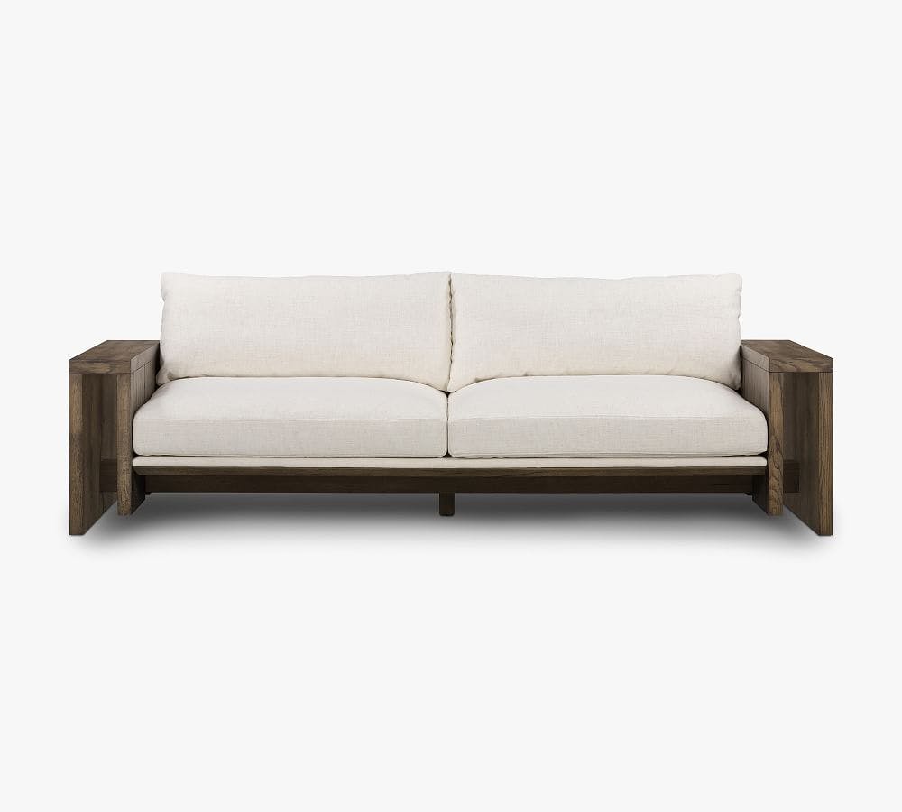 Louis Upholstered Sofa, Polyester Wrapped Cushions, Ivory