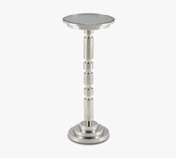 Dover 11" Glass Top Metal End Table, Nickel