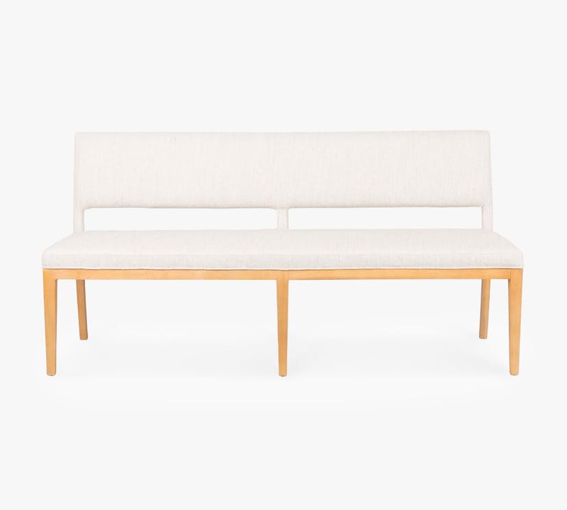 Dreama Upolstered Dining Bench, Smoked Drift Oak