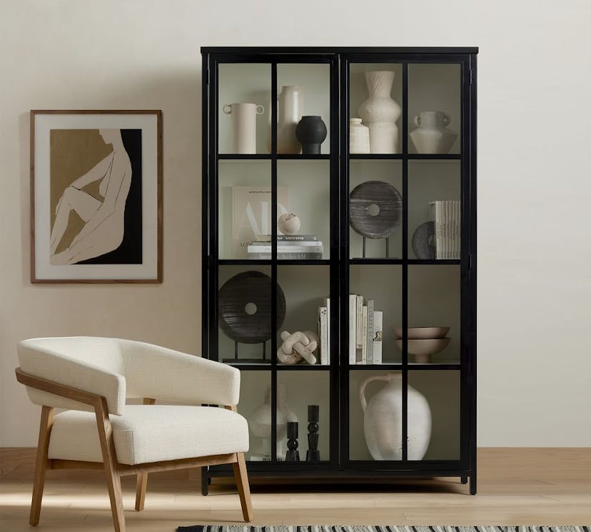 Maverick 48.5" x 78" Glass Storage Cabinet, Black