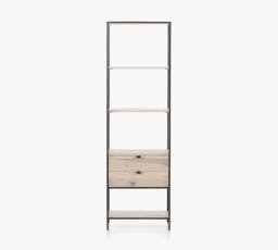 Graham Etagere Bookcase With Drawer, Dove Poplar, 24"L X 78.5"H