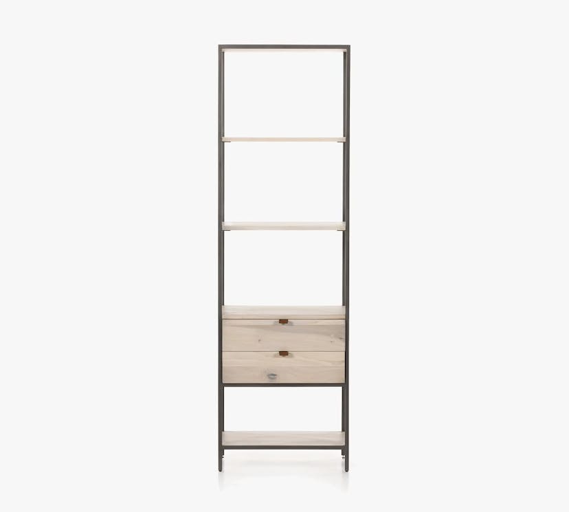 Graham Etagere Bookcase With Drawer, Dove Poplar, 24"L X 78.5"H