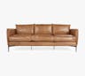 Waldorf Leather Sofa, Polyester Wrapped Cushions, Apricot