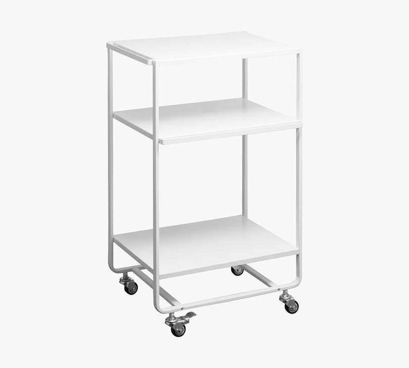 2-Tiered Rolling Kitchen Cart with Handle, White