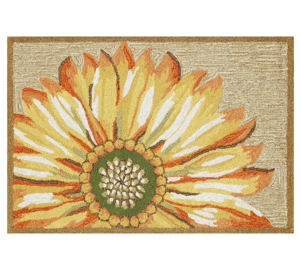 Painterly Sunflower Hand Tufted Indoor/Outdoor Rug, Yellow, 2'6' x 4'