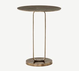 Charlesbourg 17.5" Round Metal End Table, Aged Bronze