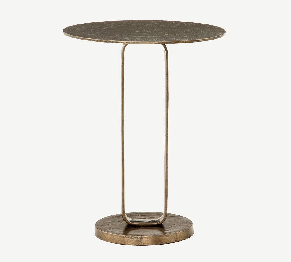 Charlesbourg 17.5" Round Metal End Table, Aged Bronze