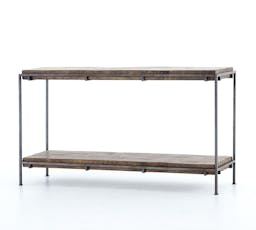 Barton 54" Console, Weathered Hickory & Brass