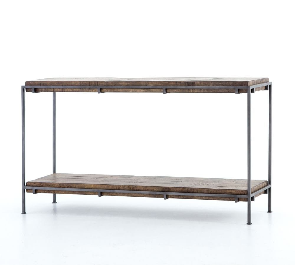 Barton 54" Console, Weathered Hickory & Brass