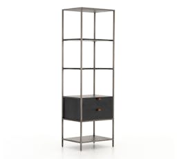 Graham Etagere Bookcase with Drawer, Black Wash, 24"L x 78.5"H