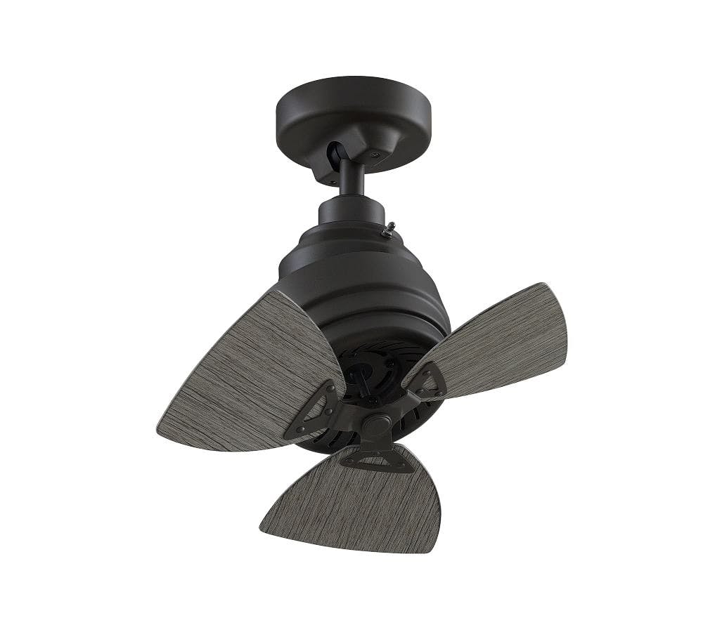19" Rotation Indoor/Outdoor Ceiling Fan, Matte Greige Motor with Weathered Wood Blades