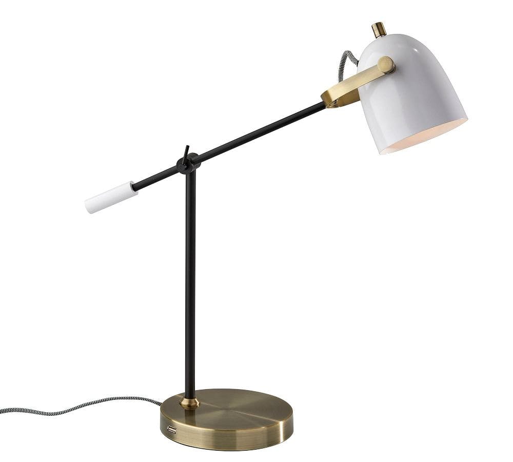 Kenneth Metal Task Table Lamp, Antique Brass