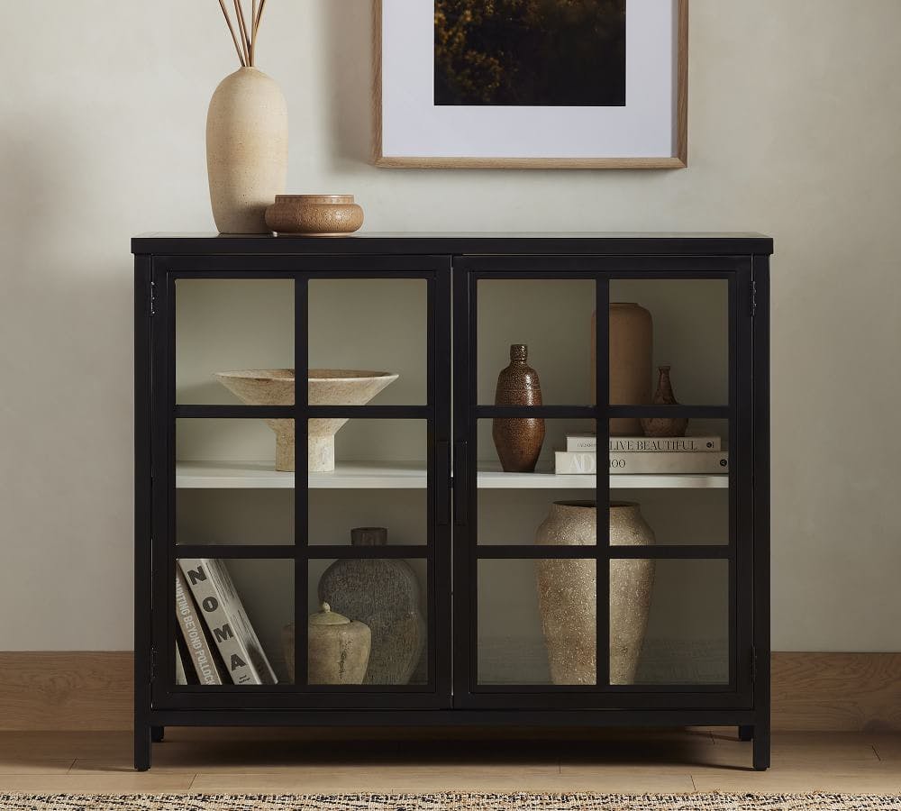 Marjorie Small Black Glass Curio Cabinet