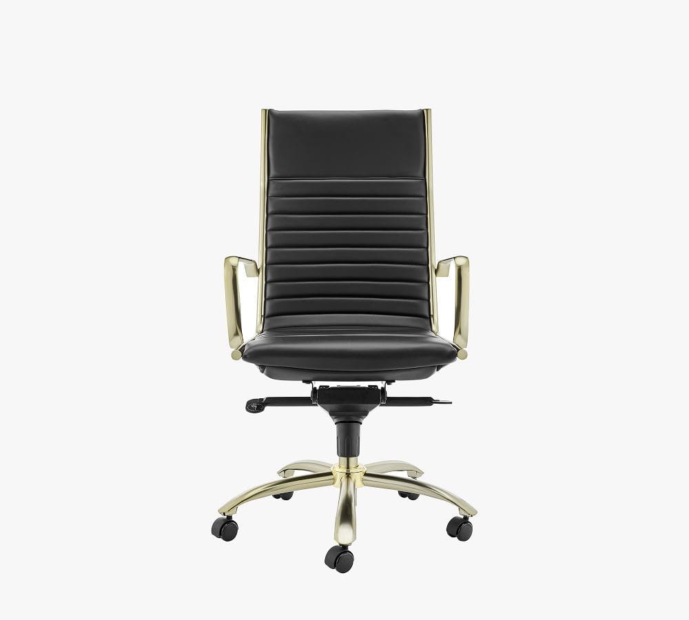 Dirk Low Back Office Chair, Black With Matte Brushed Gold Base