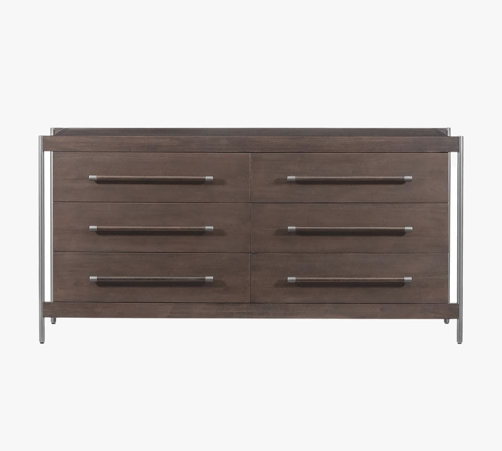 Haiden 6-Drawer Wide Dresser, Warm Brown