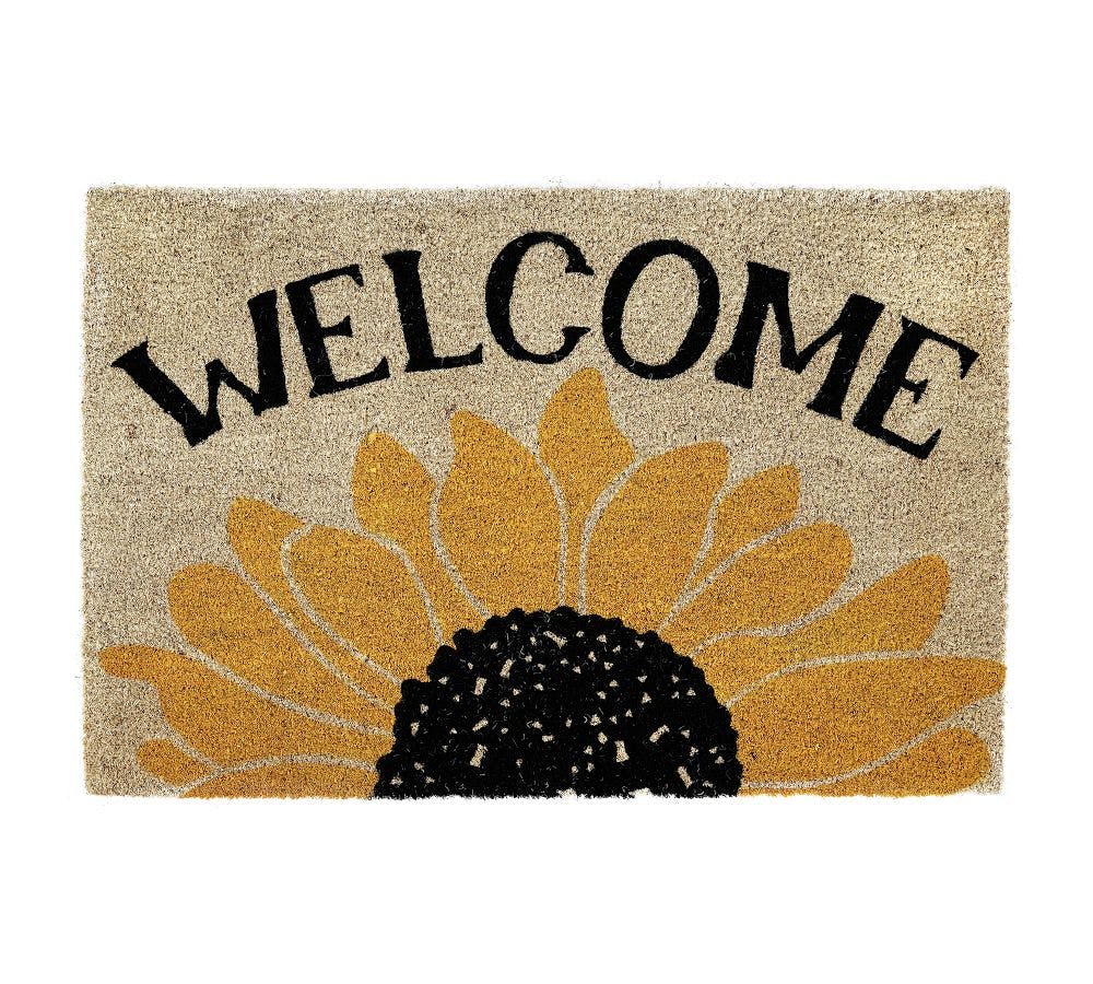 Sunflower Welcome Doormat, Yellow, 24" x 36"