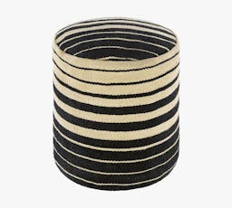 Robbins Handwoven Striped Pouf, 18 x 18 x 16", Natural/Black