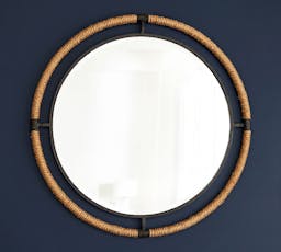 Starrett 36" Round Iron & Rope Frame Wall Mirror