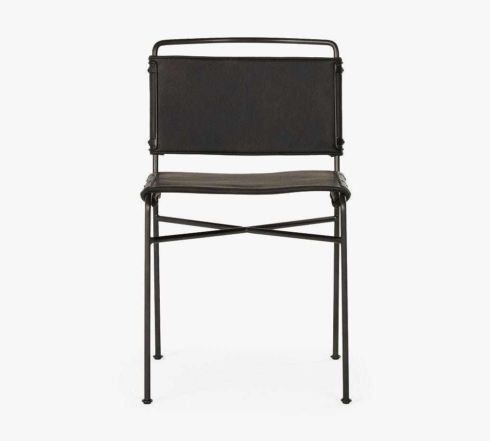 Perkins Distressed Black Iron Frame Dining Chair