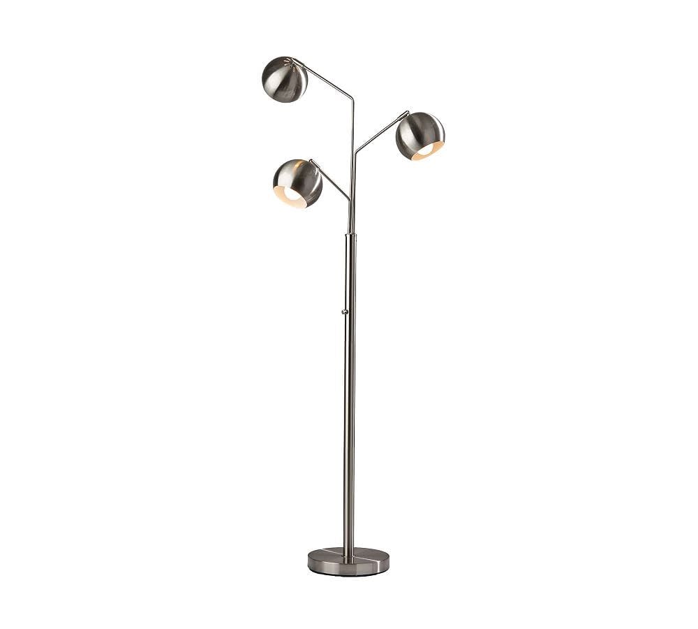 Adjustable Brushed Steel Multi-Head Tree Floor Lamp