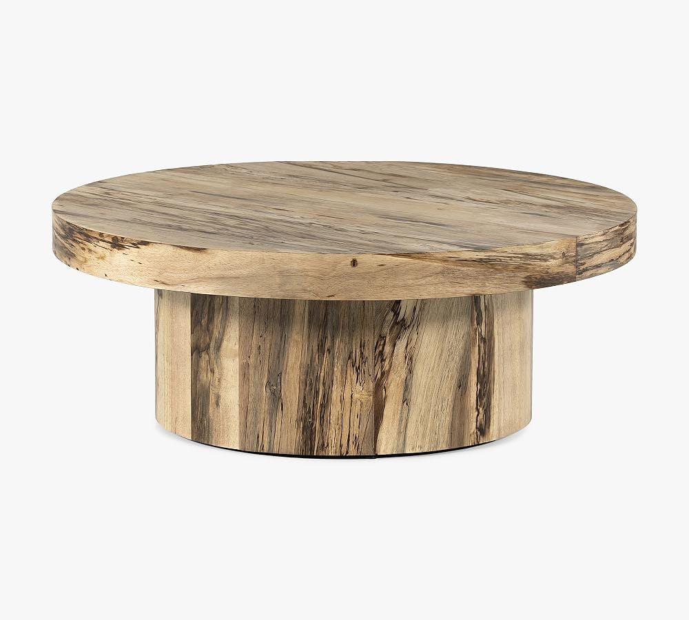 Contemporary Hudson 40'' Round Brown Wood Coffee Table with Storage