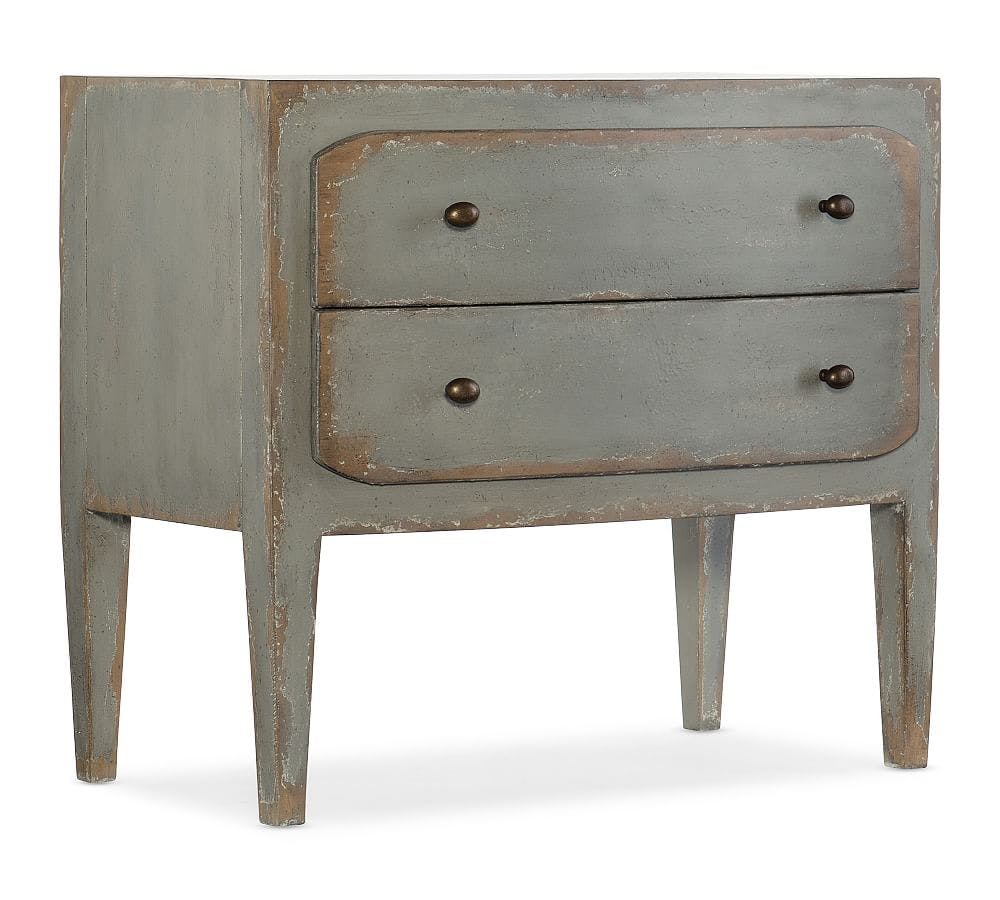 Transitional Gray 2-Drawer Nightstand with USB Port